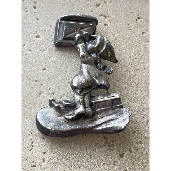 Hummel Jewelry - Vintage Hummel Pewter Brooch Pin 3" Letter to Santa Claus 1940's Whimsical